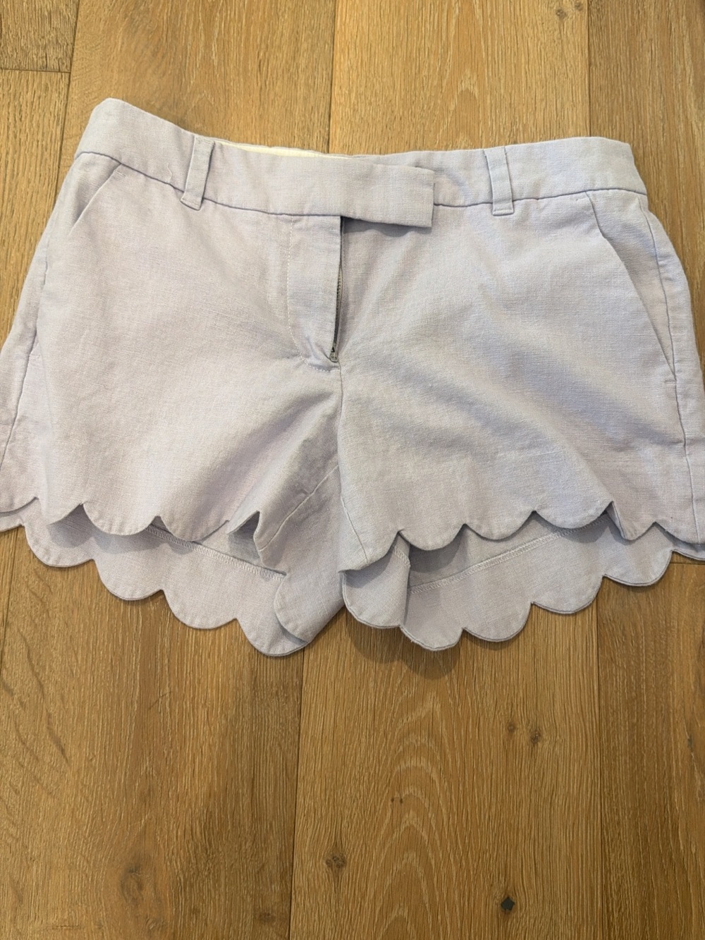 J. Crew Factory Light Lavender Scallop-Hem Shorts